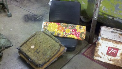 New used seat pad, and material for curtains.Thanks Bill, and thank you Julie in advance!