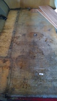 The original flooring still in tact and not in awful shape. i think I can get it looking nice again. I will tackle that when I get to rest of the interior panels.
