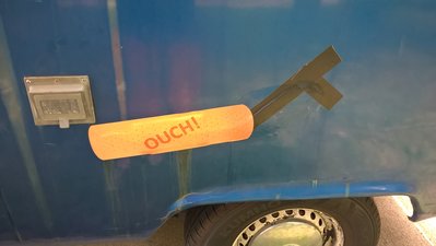 This huge bondo crack hides a water pocket. My bus is a camel.